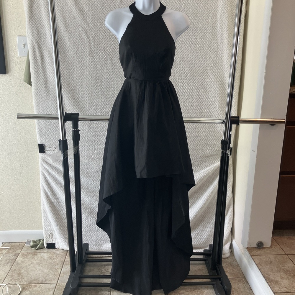 B. Smart High Low Maxi Halter Dress Sz 1 Small Lagenlook Boho Grunge Promo